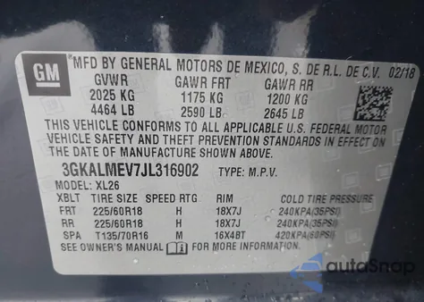 2018 GMC Terrain Sle z USA, uszkodzony, nr VIN 3GKALMEV7JL316902